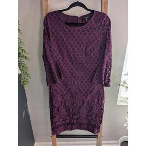 Sharagano Women's Long Sleeve Purple Lace Dress Size 10